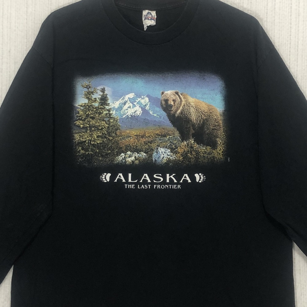 Alstyle Alaska The Last Frontier Grizzly Bear Long Sleeve T-Shirt Black‎ XL
